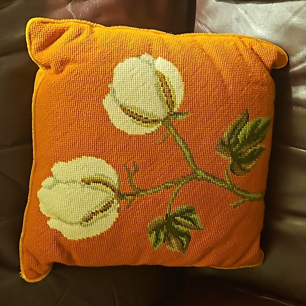 Vintage hand crocheted pillow circa 7os